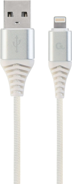 Gembird CC-USB2B-AMLM-2M-BW2 - USB A naar Apple Lightning Kabel - 200cm - Wit Zilver