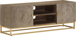 vidaXL - Tv-meubel - 110x30x40 - cm - massief - ruw - mangohout - en - ijzer