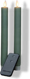 Anna's Collection Led dinerkaarsen - 23 cm - bewegende vlam - jade groen (2 stuks)