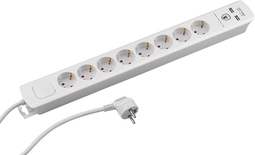 Meister - Stekkerdoos 8V - 8-voudige aansluiting met 2 USB-poorten en overspanningsbeveiliging - Wit
