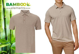 Bamboo Elements - Polo Shirt Heren - Dark Sand Beige M - Polo Heren - Korte Mouw - Pique Stof - T