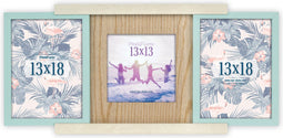 ZEP - Houten Fotolijst 3-Luik Mondello Groen voor foto's 1x10x10 en 2x10x15 (39x20 cm) - DB746