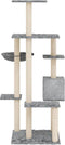 vidaXL - Kattenmeubel - met - sisal - krabpalen - 142 - cm - lichtgrijs