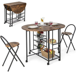 Coast 3-Delige Eettafelset - Inklapbaar - Met Metalen Frame - Vintage