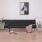 vidaXL - Slaapbank - met - twee - kussens - polyester - donkergrijs