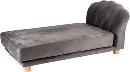 maxxpro Katten- en Hondenbank - Grijs - Verhoogd met Houten Poten - Fluweel Materiaal - 90 x 44 x 34 cm - Huisdieren tot 80 KG