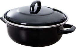 BK Fortalit Emaille braadpan 24cm/2.5L - Inductie braadpan - Ovenbestendig tot 230 graden - Geen antiaanbaklaag - Met deksel - Zwart