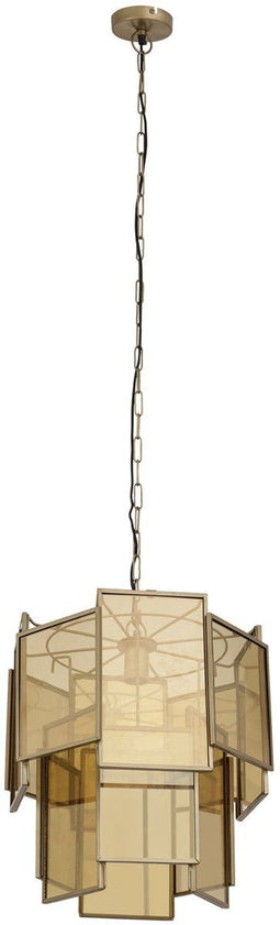 PTMD Hanglamp Loucas - 42x42x48 cm - Glas - Messing