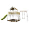 AXI Atka Speeltoestel in Bruin/wit - Speeltoren met Enkele Schommel, Limoen Groene Glijbaan en Zandbak - FSC hout - Speelhuis op palen voor de tuin