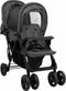 vidaXL - Tweelingkinderwagen - tandem - staal - donkergrijs