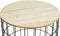 LIFA LIVING Bijzettafel Set - 2 Ronde Tafels - Metaal & Hout - Zwart - 50Φ x 40 cm & 40Φ x 36 cm (2 stuks)