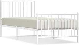 vidaXL - Bedframe - met - hoofd- - en - voeteneinde - metaal - wit - 90x200 - cm