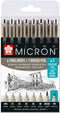 Fineliner brush sakura pigma micron 7 + 1 pn | 6 stuks