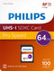 Philips FM64SD65B - SDXC Geheugenkaart 64GB - Class 10 UHS-I U3 V30 - 100 MB/s Leessnelheid (1 stuk)