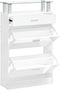 vidaXL - Schoenenkast - 63x24x104 - cm - bewerkt - hout - hoogglans - wit