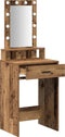 vidaXL - Kaptafel - met - LED-verlichting - - - Oud - Hout - - - 50x41x140 - cm