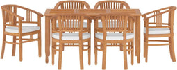 vidaXL - 7-delige - Tuinset - massief - teakhout