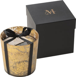 J-Line geurkaars M-Chic - Oud & Amber - glas - goud/zwart - medium - 80U