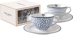 Laura Ashley Kop en schotel koffie set van 2- Kopjes - Koffiekop en schotel - Theekopjes met schotel - Giftset - 26 cl. Blueprint