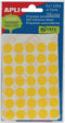 Apli ronde etiketten in etui diameter 13 mm, geel, 175 stuks, 35 per blad (2055)