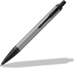 Parker IM balpen | Matgrijs met zwart detail | Medium punt met blauwe navulling | Geschenkdoos