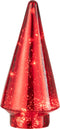 J-Line decoratie Kerstboom - glas - rood - medium - LED lichtjes