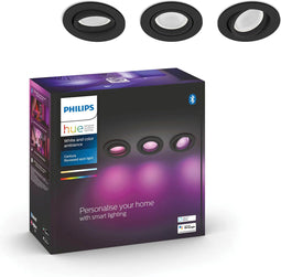 Philips Hue Centura - Inbouwspot - Slimme verlichting 16 miljoen kleuren - Zwart (3-pack)