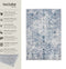 tectake® Vintage Design Vloerkleed Amara - Laagpolig - Wasbaar - 160cm x 230cm - blauw