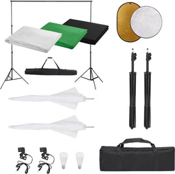 vidaXL - Fotostudioset - met - verlichtingsset, - achtergrond - en - reflector