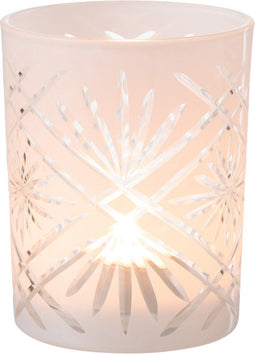 J-Line windlicht Santorini - glas - wit - medium