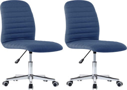 vidaXL - Eetkamerstoelen - 2 - st - stof - blauw