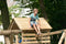 Houten Speeltoestel Daan (SwingKing) | Speeltoren met Glijbaan en Dubbele Schommel voor Buiten in de Tuin | FSC Hout - Glijbaan Geel