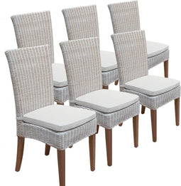 SVJ Eetkamerstoelen - 60x48x98 cm - Rotan - Wit - Set van 6