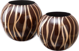 Vaas 27 x 27 x 23 cm Zebra Keramisch Gouden Bruin