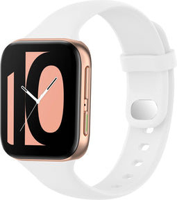 iMoshion Bandje Geschikt voor Oppo Watch 46 mm - iMoshion Siliconen band zilver knoopje - Wit