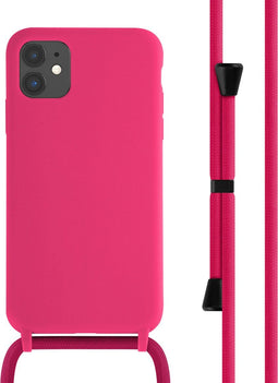 imoshion Hoesje Geschikt voor iPhone 11 Hoesje Met Koord - imoshion Siliconen hoesje met koord - Roze