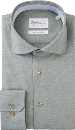 Michaelis slim fit heren overhemd - strijkvrij - Haifisch kraag - groen