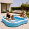 Creative Kids - Vierkant Opblaasbaar Familiezwembad - 4 Loungestoelen - 183 x 183 x 51 cm - Blauw