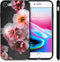 iMoshion Hoesje Geschikt voor iPhone SE (2022) / SE (2020) / 8 / 7 Hoesje Siliconen - iMoshion Design hoesje - Zwart / Roze / Pink Flower