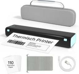 AgoDeo A4 Thermische Printer - Draagbare Bluetooth & USB Mini Printer - Inktloos Zwart-Wit - Incl. 110 vellen (10 tattoo transferpapieren)