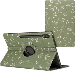 imoshion Tablet Hoes - Geschikt voor Samsung Galaxy Tab S9 11.0 inch Ultra / Galaxy Tab S10 Ultra - 360° Draaibare Design Bookcase 3 inkepingen - Green Flowers