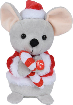 Muis polyester d9h16 cm grijs kerst