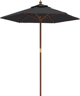 vidaXL - Parasol - met - houten - paal - 196x231 - cm - zwart