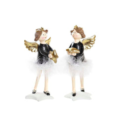 Kerstversiering DKD Home Decor Hars Engel (8 x 9 x 20 cm) (2 Stuks)
