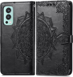 iMoshion Hoesje Geschikt voor OnePlus Nord 2 Hoesje Met Pasjeshouder - iMoshion Mandala Bookcase - Zwart