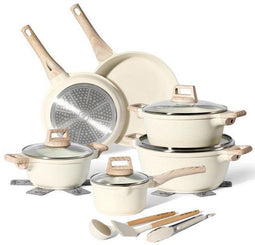 Just Perfecto JL-28 - 15-delige pannenset - antiaanbaklaag - beige granietlook