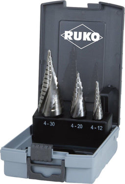 RUKO 101026RO - Getrapteboorset 3-delig 4 - 12 mm 4 - 20 mm 4 - 30 mm HSS - 3 vlakken schacht (1 set)