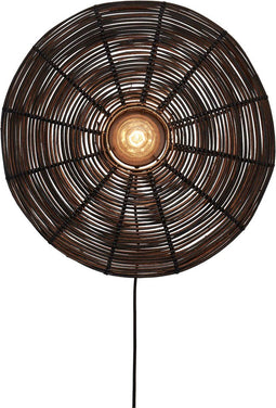 GOOD&MOJO Wandlamp Tanami - Rotan Zwart - Ø55cm - Binnen Modern
