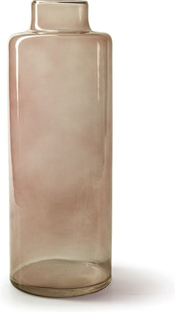 Jodeco Bloemenvaas Willem - transparant beige glas - 11,5 x 32 cm - fles vorm vaas