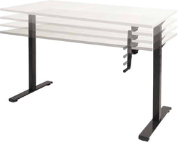 Dextro slinger zit/sta 180x80cm, hoogte verstelbare werkplek dmv slinger, T-poot frame. Frame kleur zwart (RAL9005) en blad Schaduwzwart